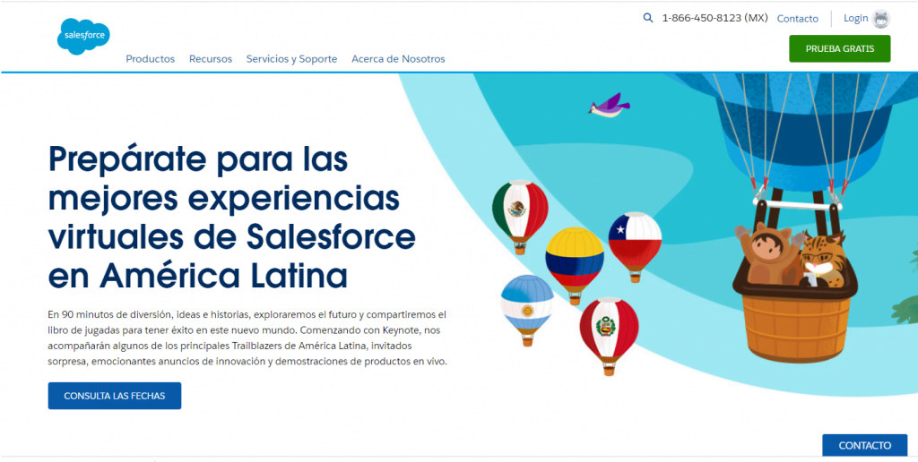 captura de pantalla pagina web  Salesforce crm para ecommerce