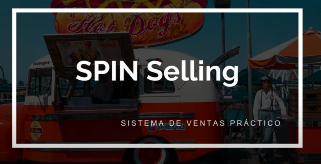 Texto de Técnica de ventas SPIN con imagen de fondo estrategias de ventas efectivas