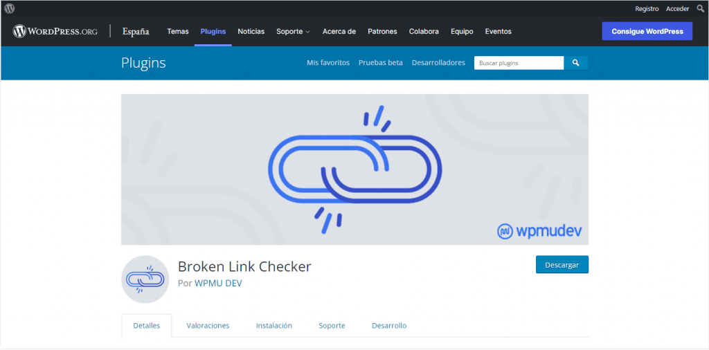 Pagina web de Broken Link Checker 