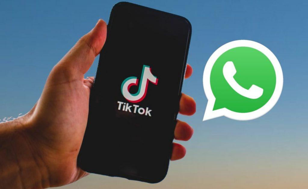 foto de móvil con logo TikTok y whatsApp
