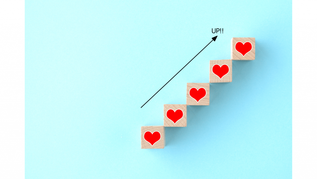 ilustración de corazones en forma de escalera 