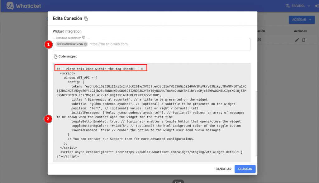 Codigo para live chat